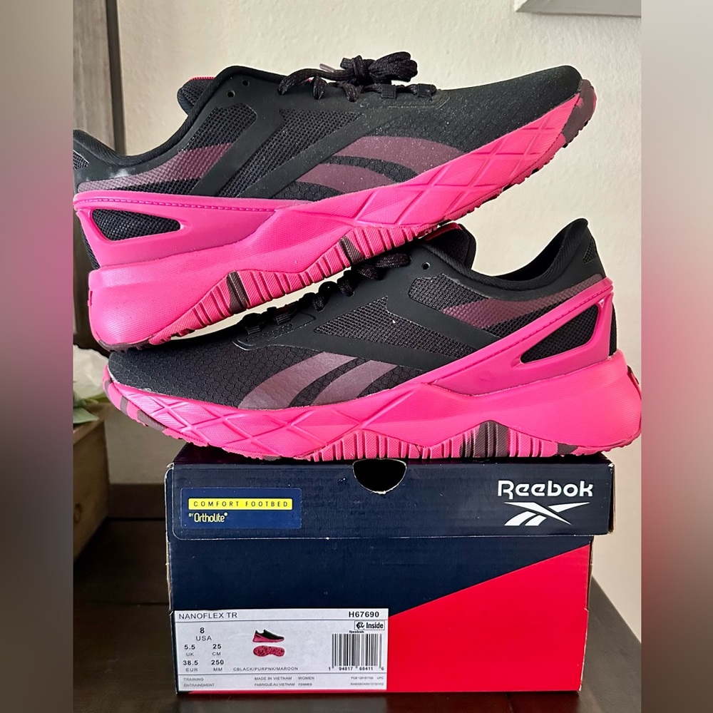Reebok Nanoflex TR Black & Pink 8 NIB